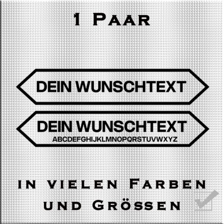 Wunschtext mit Umrandung Aufkleber-Paar. Jetzt bestellen!✅